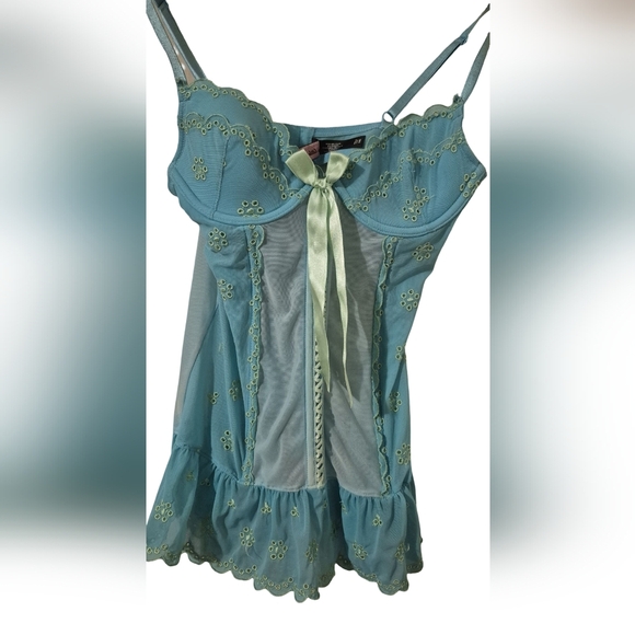 Victoria's Secret Blue Embellished Tie Front Blouse - Picture 1 of 6
